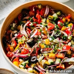Mediterranean Salad in a white bowl