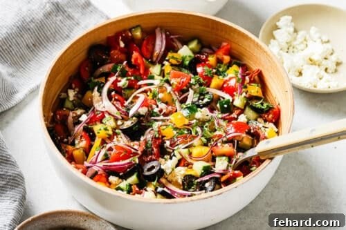 Mediterranean Salad in a white bowl