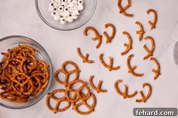 Pretzel twist broken in half on counter.