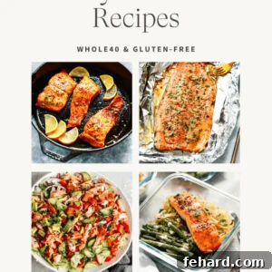 A collage of various easy salmon recipes for dinner, including baked, pan-seared, and broiled options.