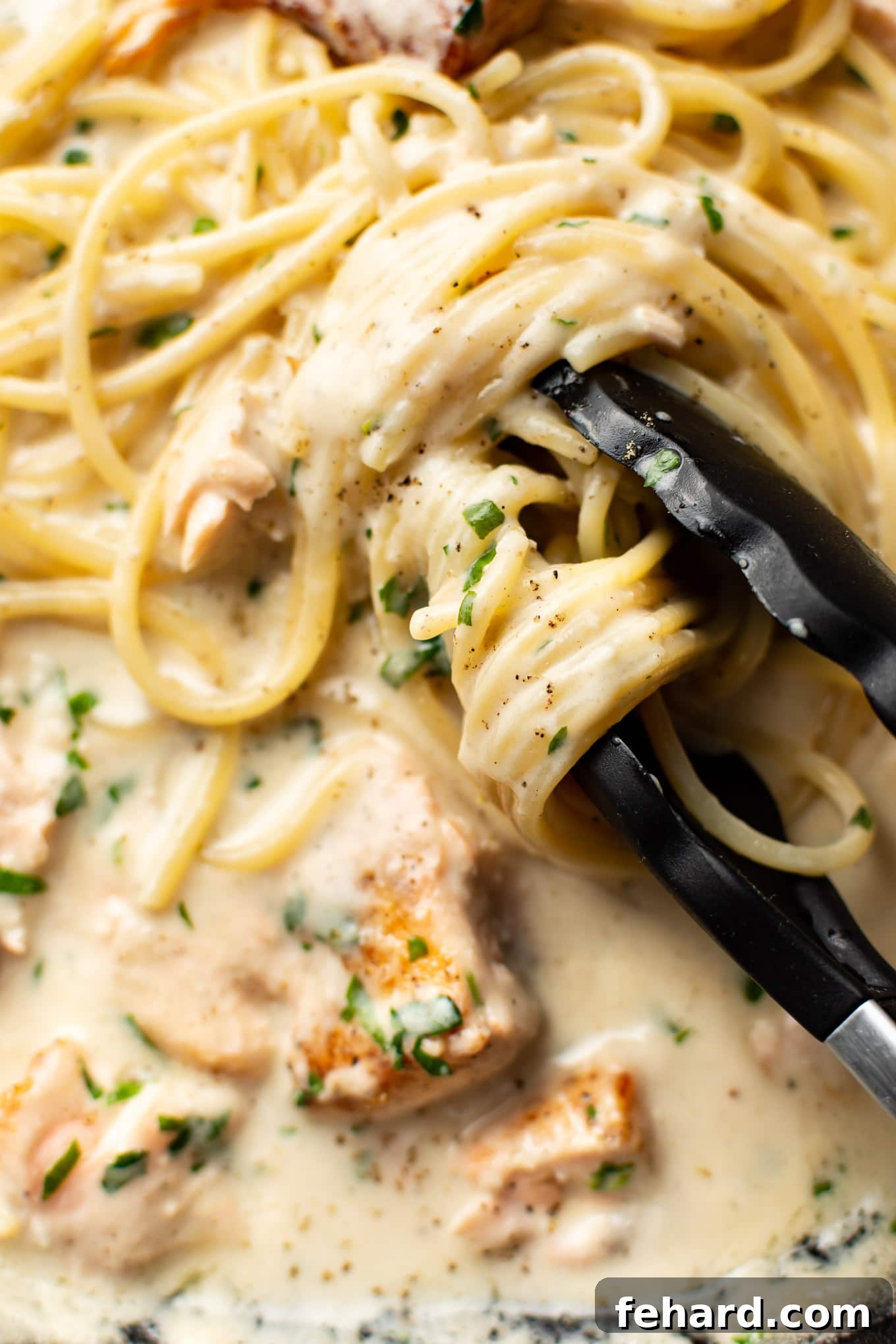 Any Night Salmon Dinner Recipes Baked Pan Seared or Broiled 3 A delectable close-up view of salmon pasta coated in a creamy garlic sauce.