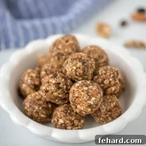 Oatmeal Energy Balls in a white dish, ready to be enjoyed.
