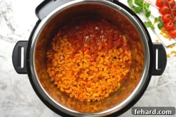 Cooked Taco Pasta in instant pot.