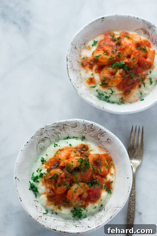 Flavorful Shrimp Cauliflower Mash Bowl with fresh herbs