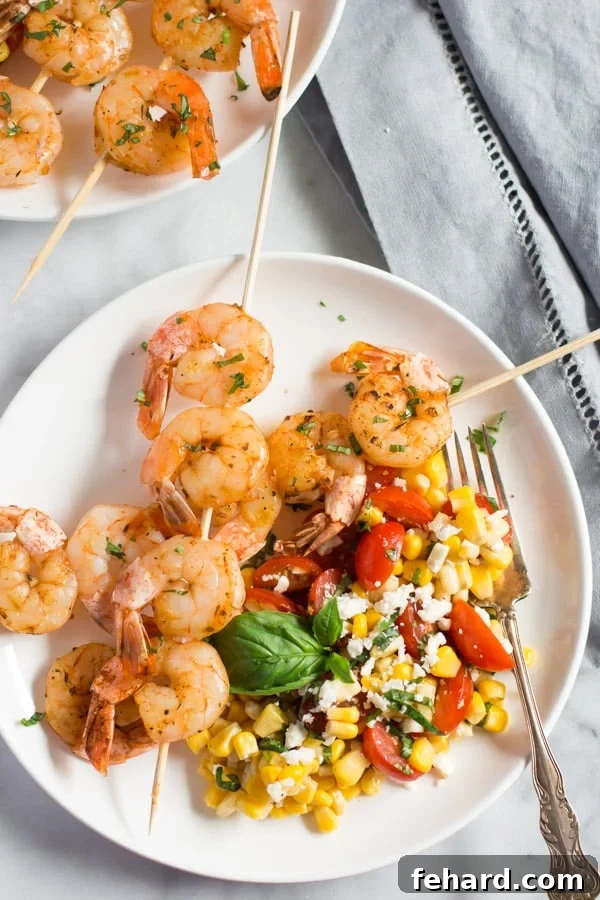 Cajun Shrimp Skewers with fresh Corn Salad
