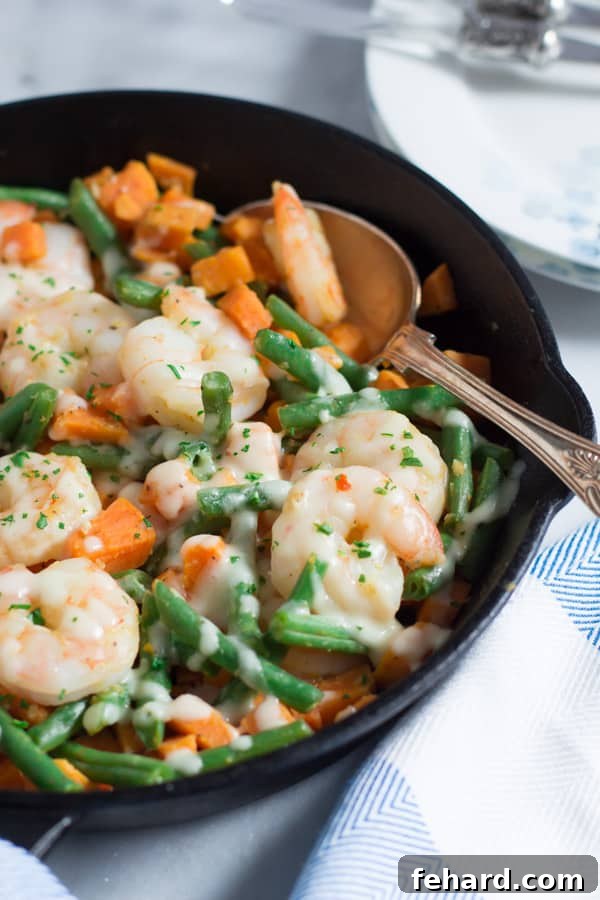 Shrimp Skillet with Sweet Potato and Green Beans