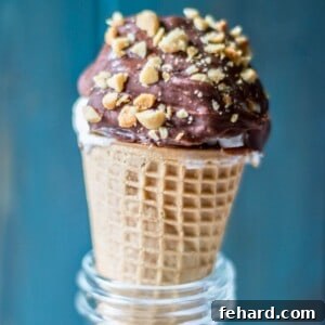 Homemade Ice Cream Drumstick Cone in small glass jar.