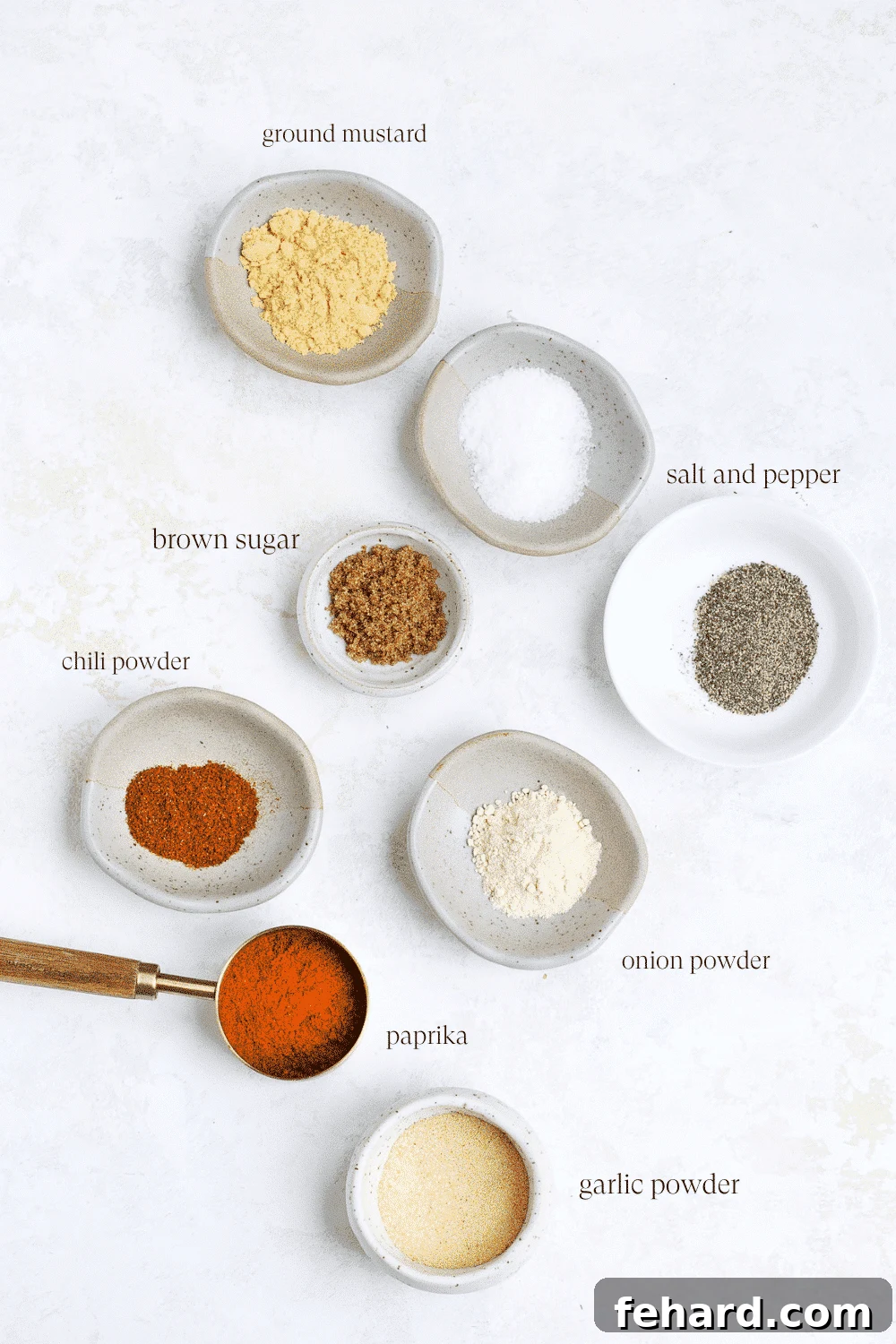 Grill Master Blend 3 all the ingredients for a bbq seasoning on small little pots