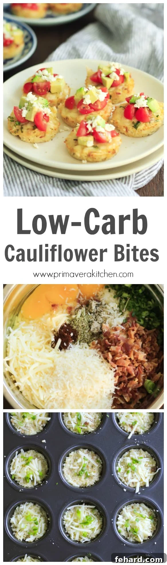 low-carb-cauliflower-bites-Looking for a gluten-free and low-carb snack, side dish or appetizer? What about this ultra-flavorful Low-Carb Cauliflower Bites made without flour. Close-up of a serving of low-carb cauliflower bites, highlighting their crispy texture and golden-brown color. Perfect as a gluten-free and low-carb snack, side dish or appetizer made without flour.