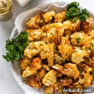 overhead view of cauliflower bites