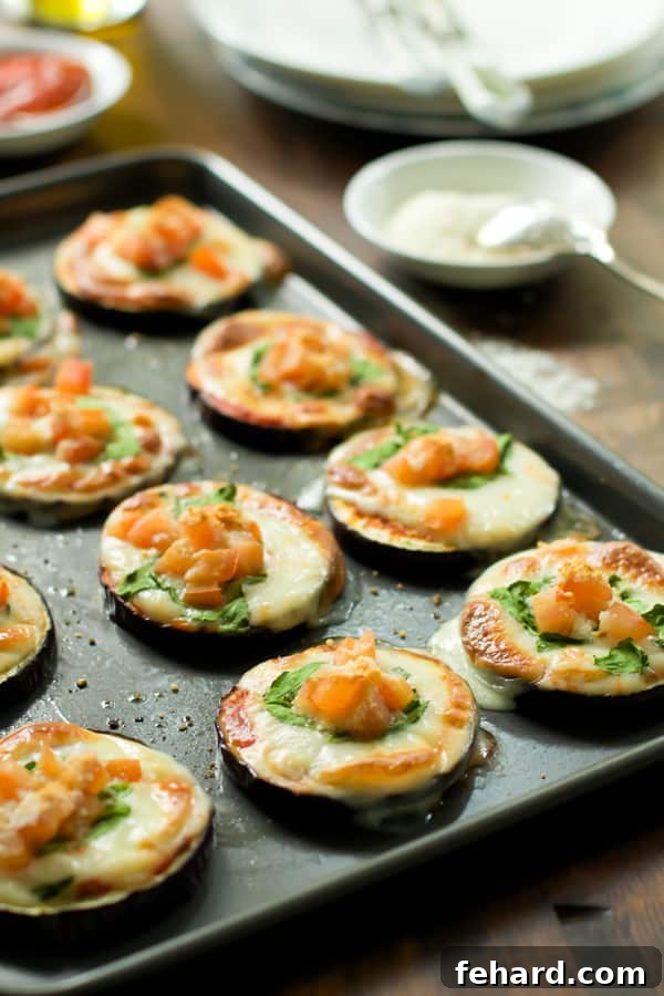 Flavorful Eggplant Pizza Bites for a low-carb appetizer