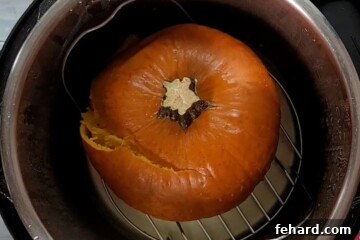 Whip Up Your Own Homemade Pumpkin Puree 6 Pressure Cooked Pumpkin inside inner pot.