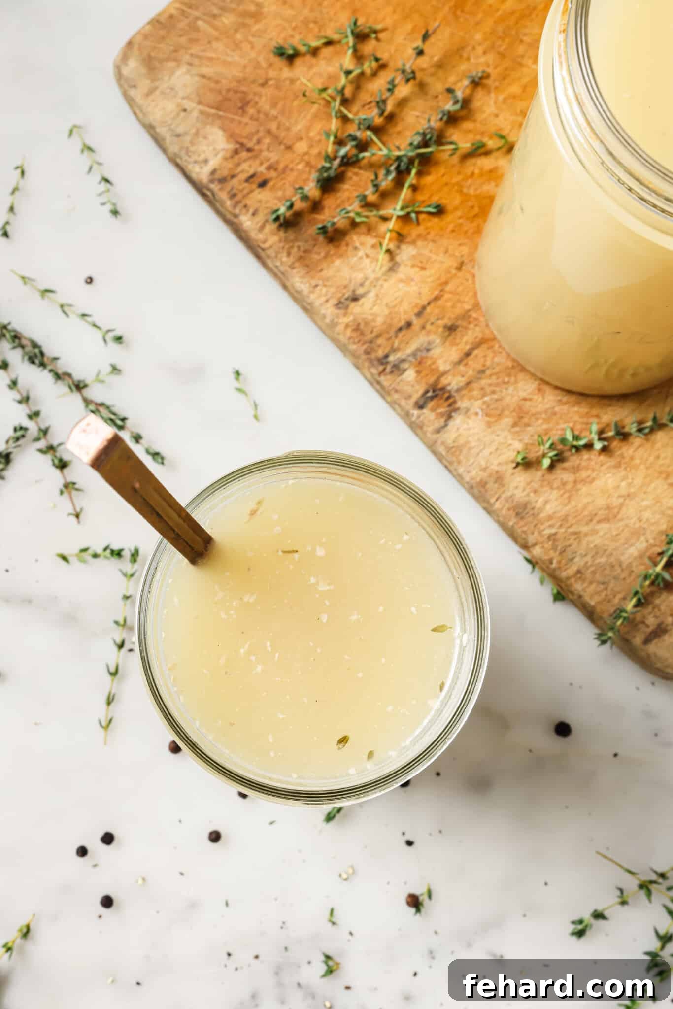 Turkey broth in a mason jar.