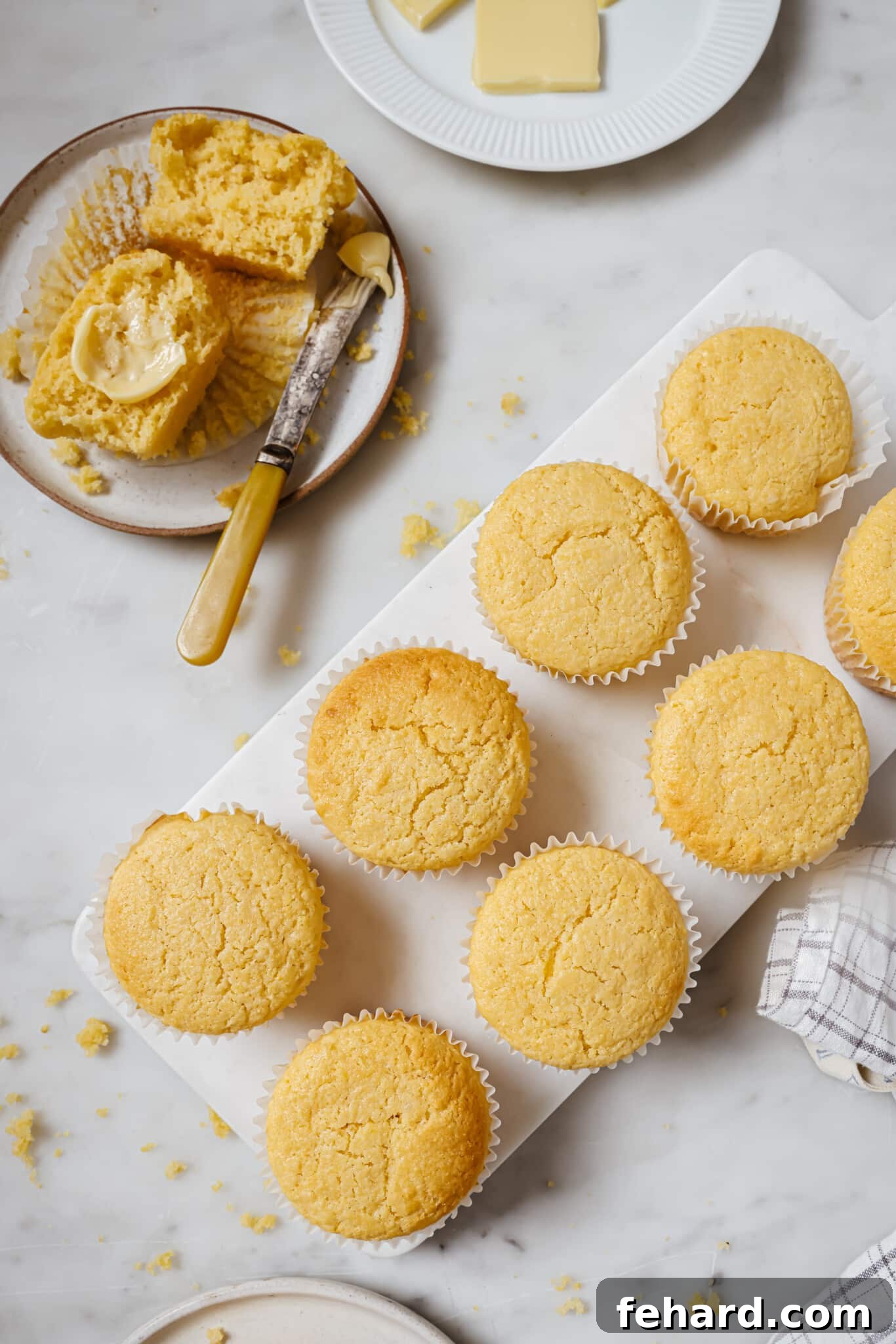 Close up of cornbread muffins. 