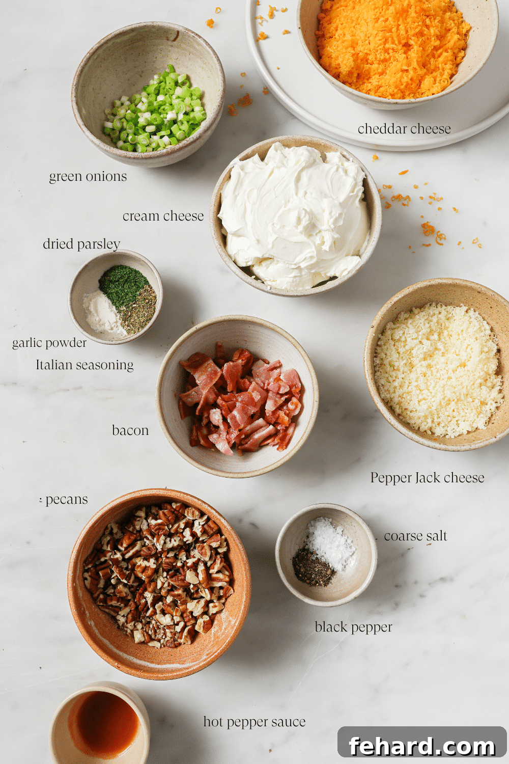 Pre-measured ingredients in separate bowls. 