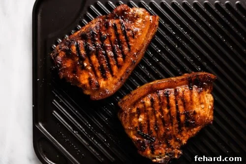 Flame-Kissed Pork Chops 7 pork chops on a grill
