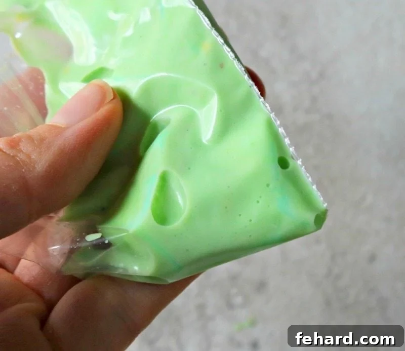 Piping Bag with Green Deviled Egg Filling.