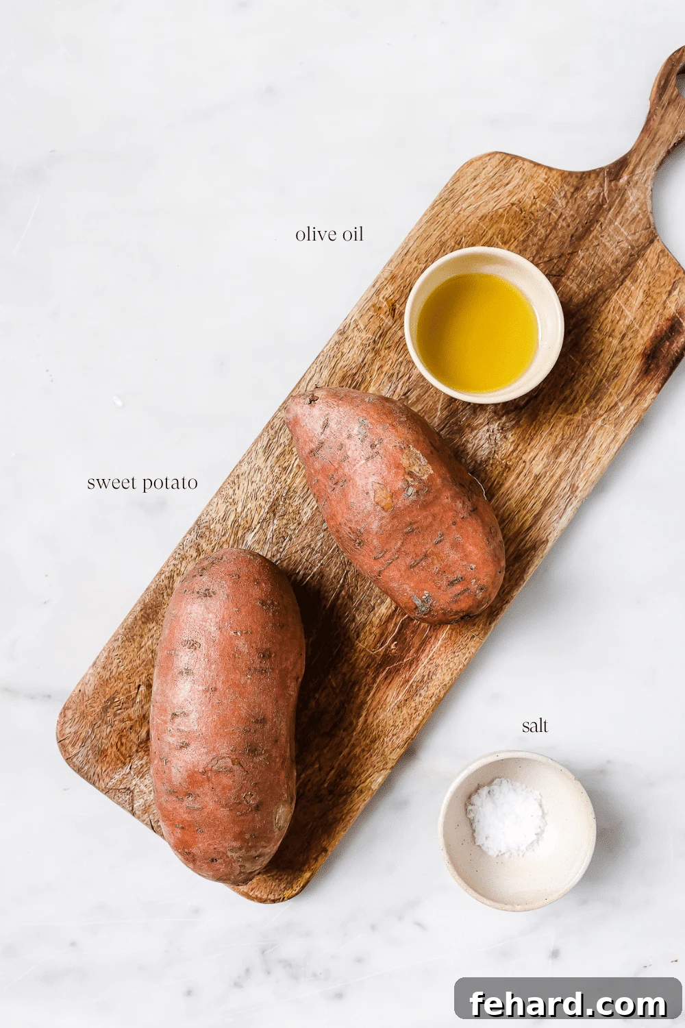 Ingredients prepped and set out on a wooden cutting board.