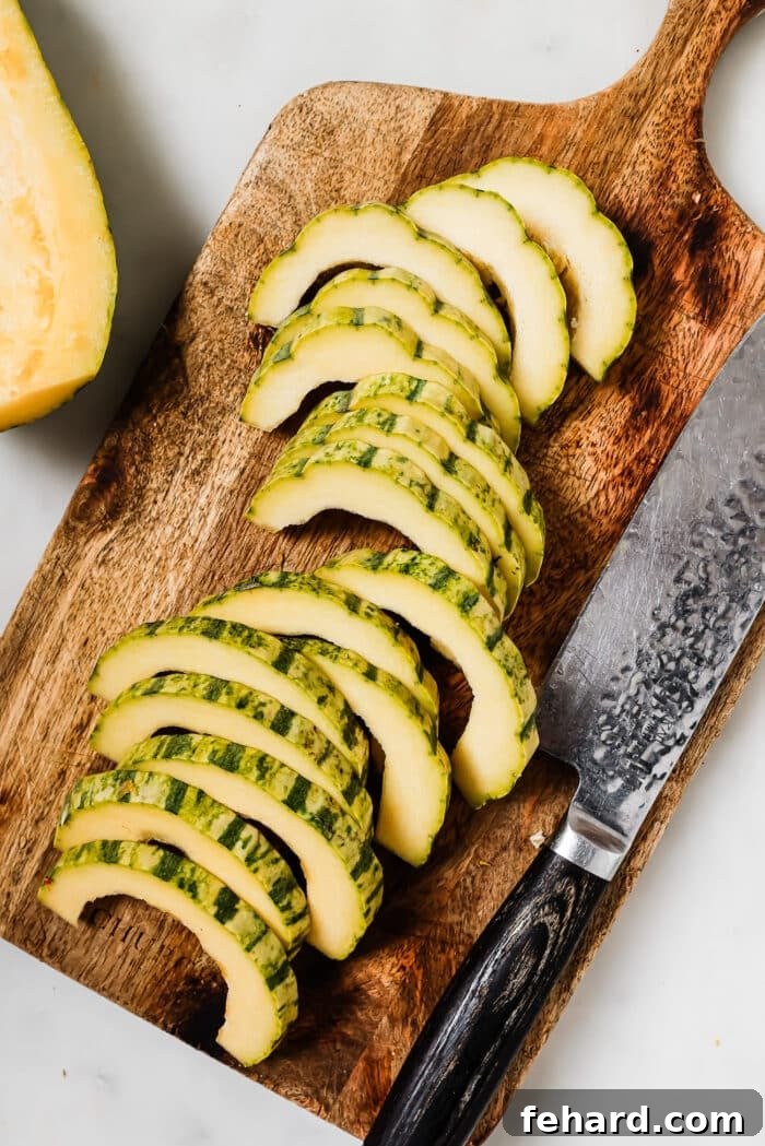Caramelized Delicata Squash 6 Delicata squash cut into cresent shaped slices.