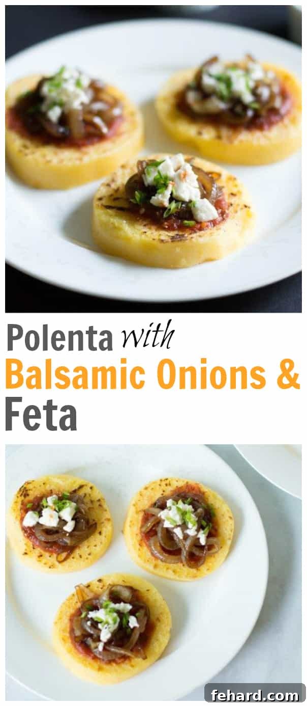 Polenta with Balsamic Onions & Feta Polenta with Balsamic Onions & Feta, a delicious gourmet appetizer