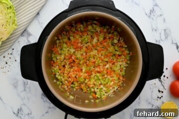 Sauteed Carrots, onions, and celery in instant pot.