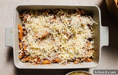 ziti pasta inside of a casserole