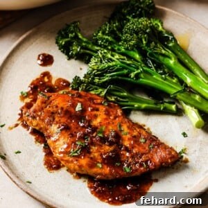 Honey Garlic Chicken Breast cooked and glazed, presented appealingly.