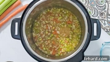 Hearty Instant Pot Split Pea Soup 4 Sauteed aromatics in inner pot after being deglazed inside the inner pot.