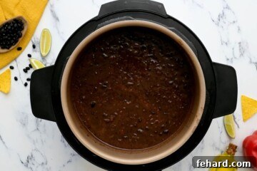 Delicious Instant Pot Black Bean Soup 6 Pressure Cooked Black Bean Soup after stirring together.
