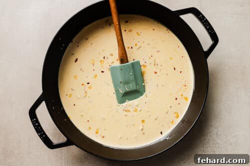 Marry Me sauce in a cast iron skillet.