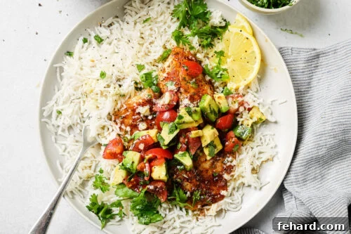 air fryer tilapia served with rice