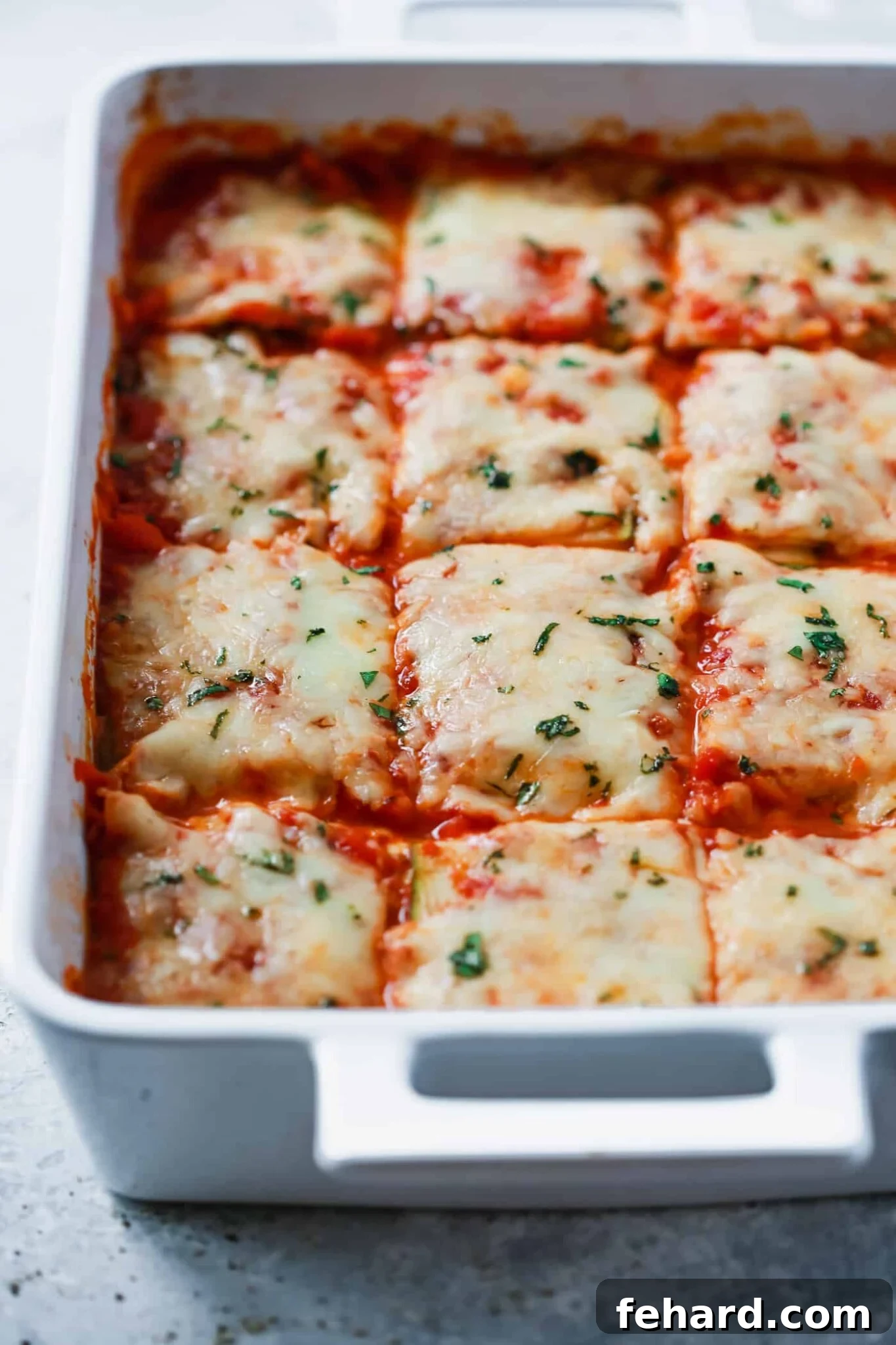 Zucchini Ribbon Bake 12 overhead view of a Lasagna