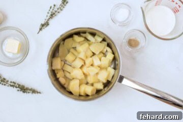 Silky Parsnip Puree 4 Parsnips and peeled garlic in saucepan after simmering until fork-tender.