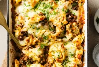 Cheesy Baked Tortellini with Savory Ground Beef Casserole